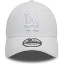 hvid-justerbar-buet-kasket-med-hvidt-logo-9forty-league-essential-fra-los-angeles-dodgers-mlb-fra-new-era