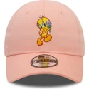 justerbar-lyserod-buet-kasket-til-drenge-9forty-med-tweety-looney-tunes-fra-new-era