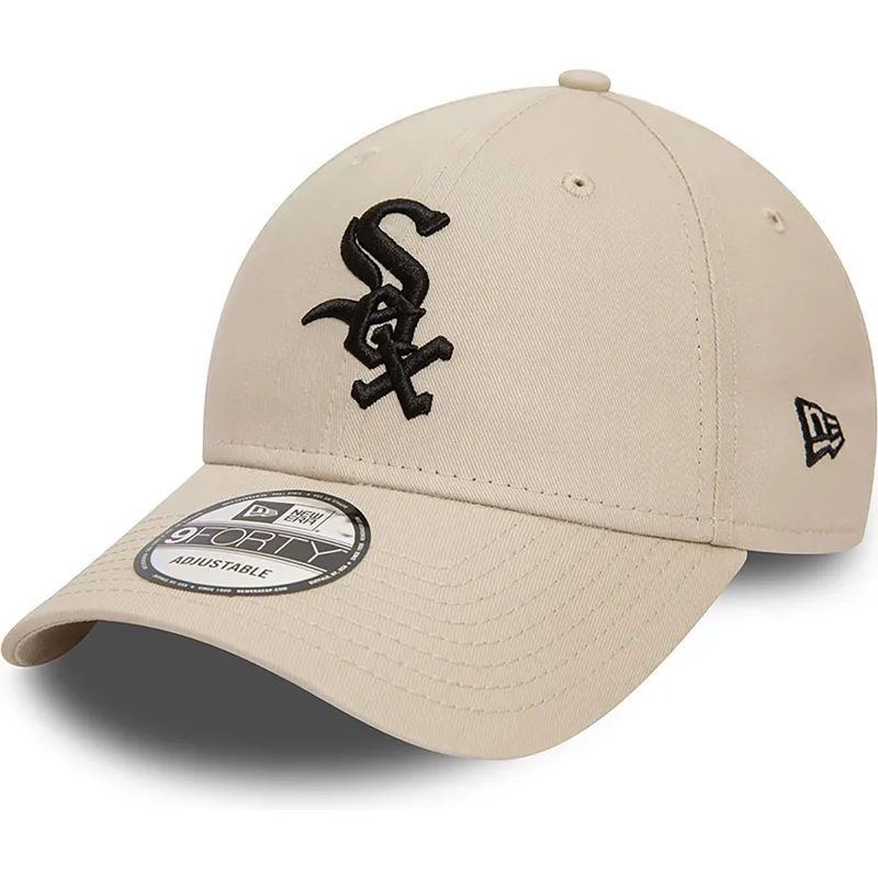 beige-justerbar-9forty-league-essential-kasket-med-buet-skygge-fra-chicago-white-sox-mlb-af-new-era