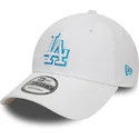 hvid-justerbar-buet-kasket-med-blat-logo-9forty-team-outline-los-angeles-dodgers-mlb-fra-new-era