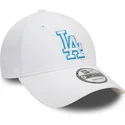 hvid-justerbar-buet-kasket-med-blat-logo-9forty-team-outline-los-angeles-dodgers-mlb-fra-new-era
