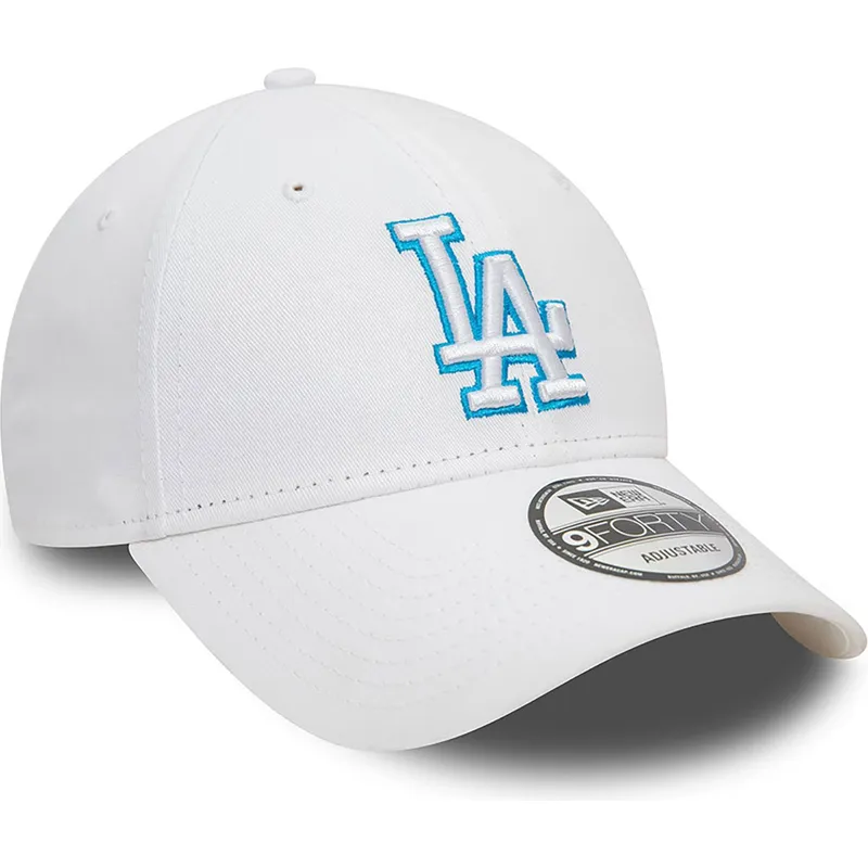 kasketter-buet-hvid-justerbar-rem-9forty-team-outline-fra-los-angeles-dodgers-mlb-af-new-era