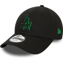 sort-justerbar-buet-kasket-med-gront-logo-9forty-team-outline-los-angeles-dodgers-mlb-fra-new-era