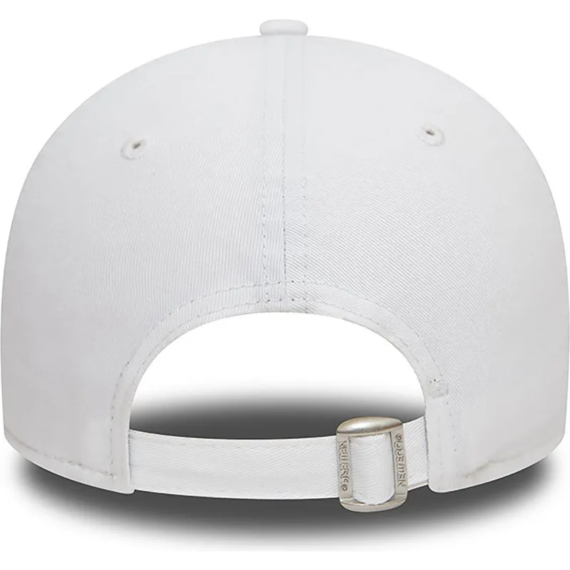 hvid-justerbar-buet-kasket-med-lyserodt-logo-9forty-seasonal-infill-fra-los-angeles-dodgers-mlb-fra-new-era