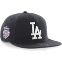 sort-snapback-kasket-med-flad-skygge-og-hvidt-los-angeles-dodgers-mlb-logo-fra-47-brand-sure-shot