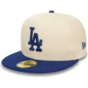 los-angeles-dodgers-mlb-59fifty-team-colour-beige-og-bla-fladskygget-kasket-fra-new-era