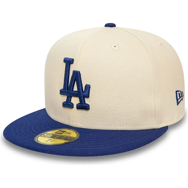 kasketter-flad-beige-tilpasset-59fifty-team-colour-fra-los-angeles-dodgers-mlb-af-new-era