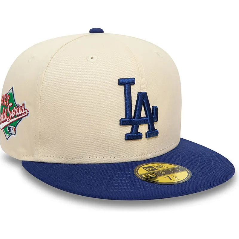 kasketter-flad-beige-tilpasset-59fifty-team-colour-fra-los-angeles-dodgers-mlb-af-new-era