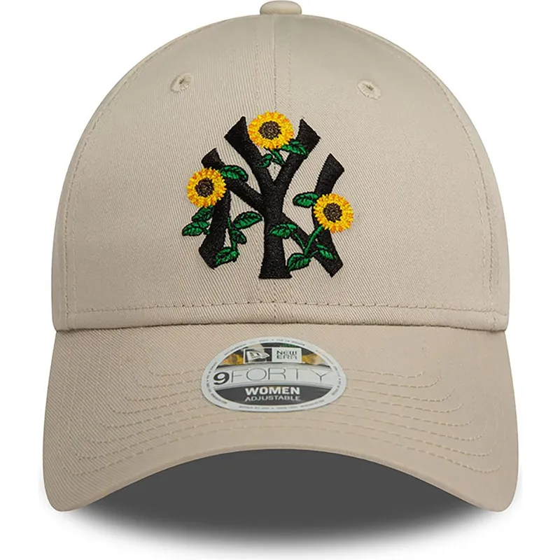 new-era-new-york-yankees-mlb-9forty-floral-justerbar-beige-kvindekasket-med-buet-skygge