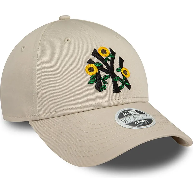 new-era-new-york-yankees-mlb-9forty-floral-justerbar-beige-kvindekasket-med-buet-skygge