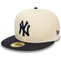 beige-og-marinebla-59fifty-team-colour-fitted-cap-fra-new-york-yankees-mlb-fra-new-era