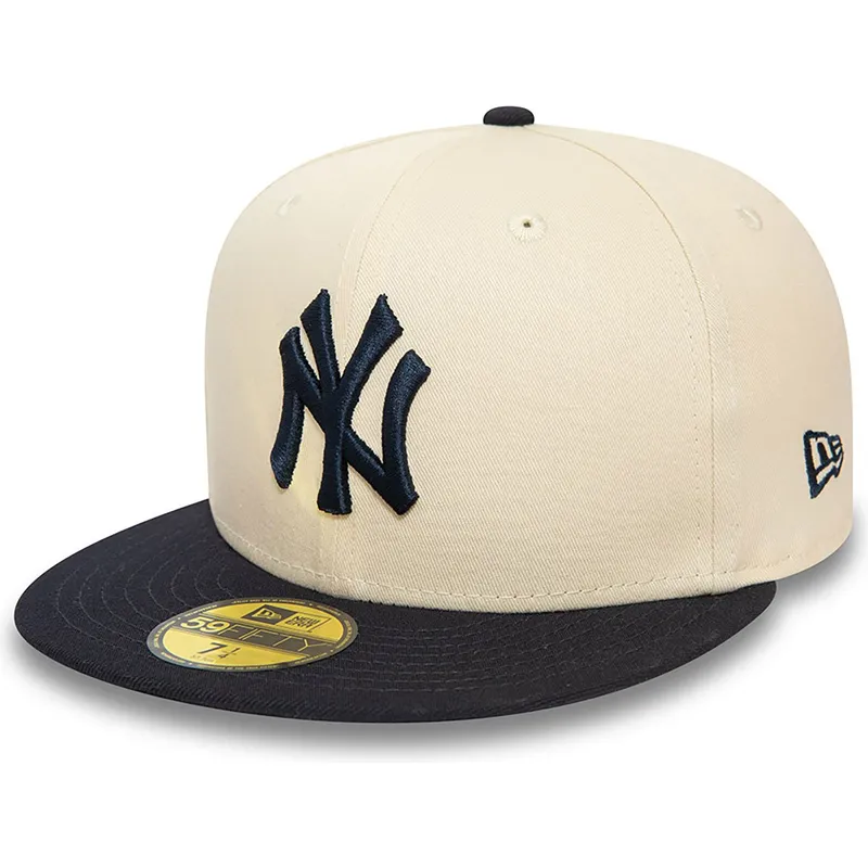 kasketter-flad-beige-tilpasset-59fifty-team-colour-fra-new-york-yankees-mlb-af-new-era