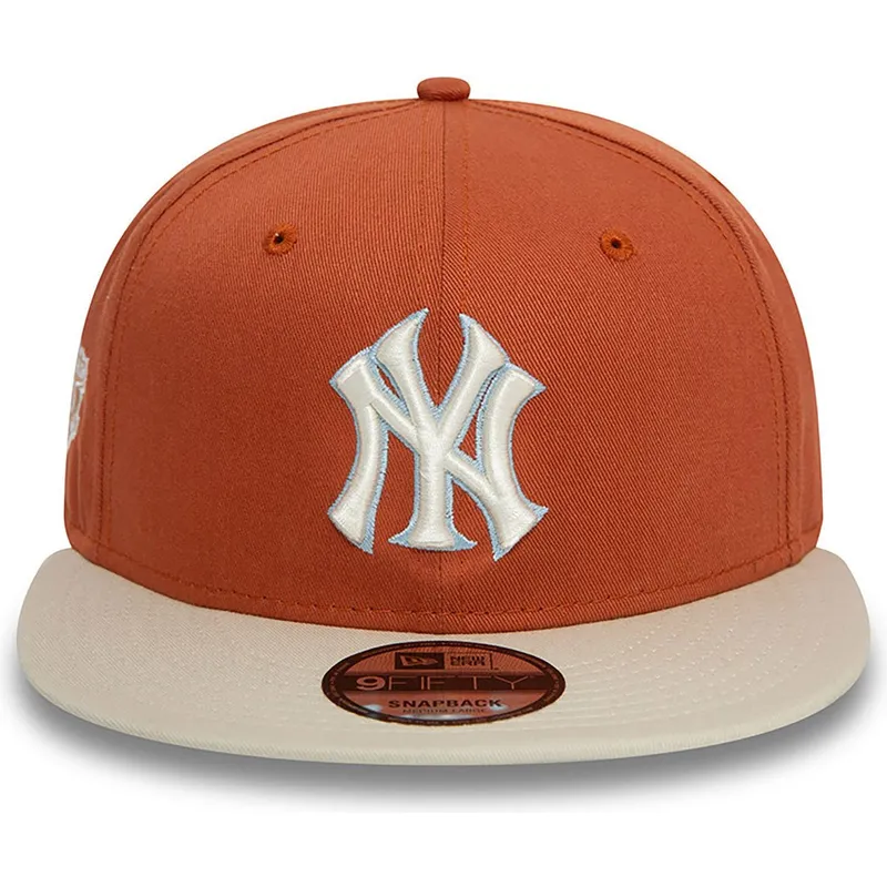 flad-brun-og-beige-snapback-kasket-9fifty-patch-fra-new-york-yankees-mlb-fra-new-era