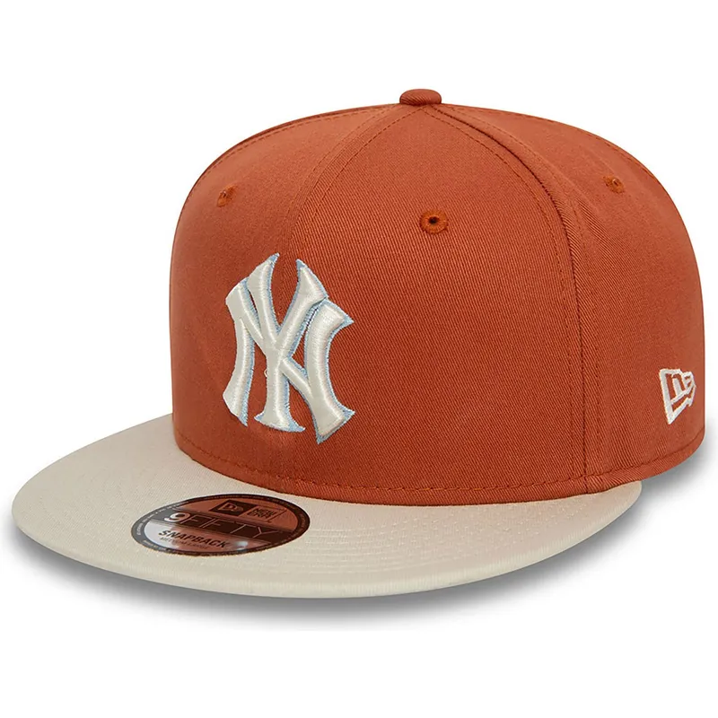 flad-brun-og-beige-snapback-kasket-9fifty-patch-fra-new-york-yankees-mlb-fra-new-era