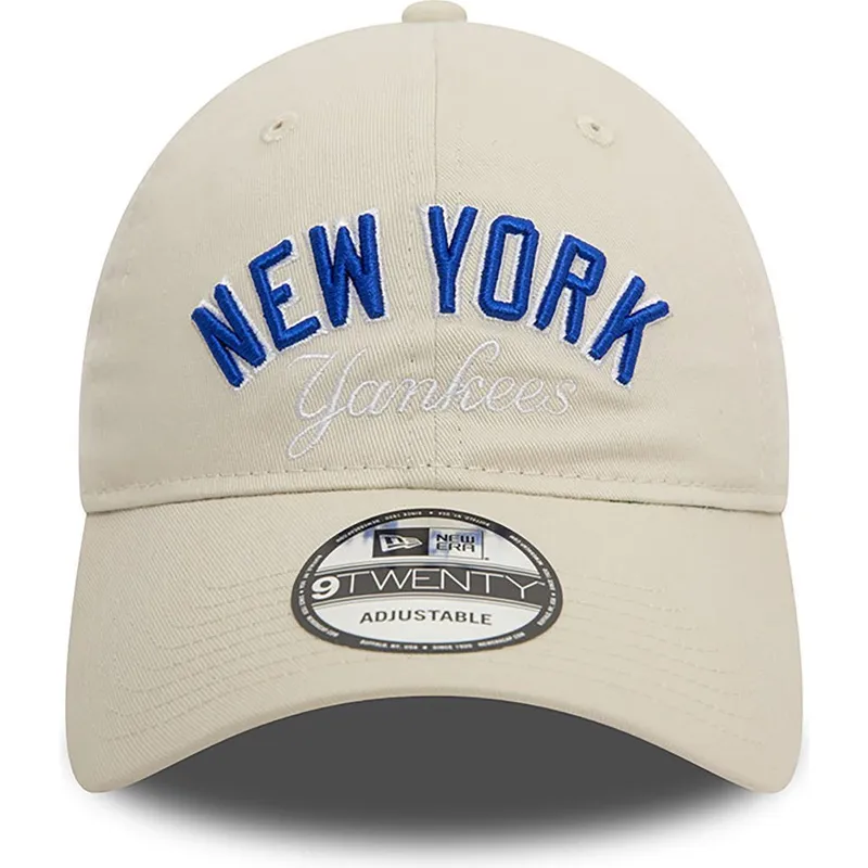 buet-beige-justerbar-9twenty-wordmark-kasket-af-new-york-yankees-mlb-fra-new-era