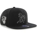 sort-snapback-kasket-med-flad-skygge-og-sort-hvidt-oakland-athletics-mlb-logo-sure-shot-fra-47-brand