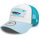 hvid-og-bla-a-frame-summer-mykonos-byer-og-strande-trucker-cap-fra-new-era