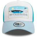 hvid-og-bla-a-frame-summer-mykonos-byer-og-strande-trucker-cap-fra-new-era