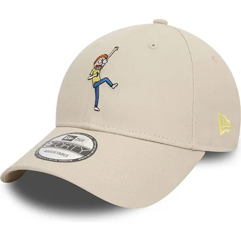 Beige justerbar 9FORTY kasket med buet skygge, Morty Smith karakter fra Rick og Morty af New Era