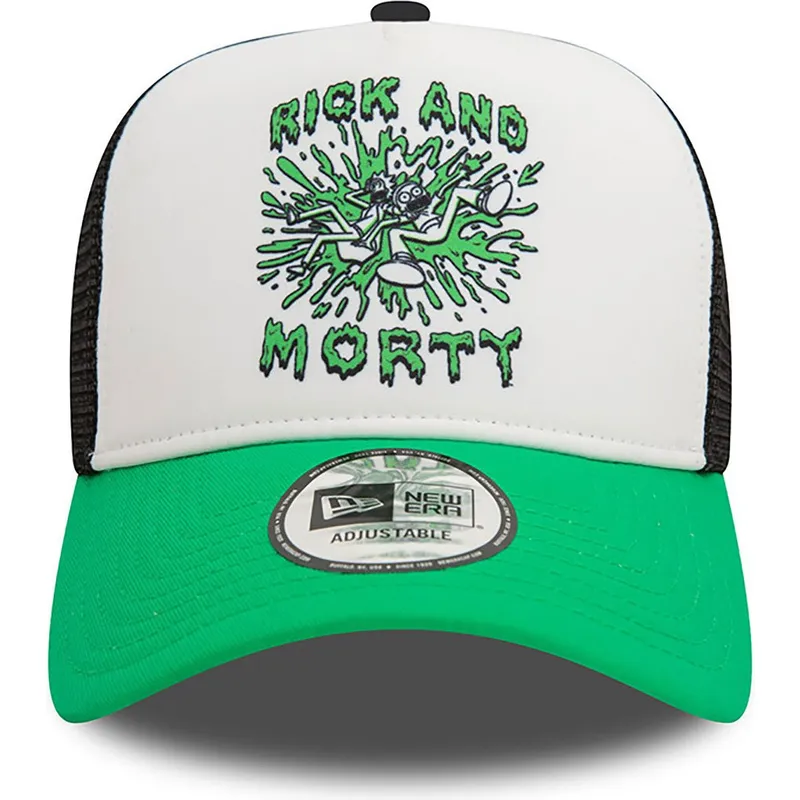 gorra-trucker-hvid-sort-og-gron-a-frame-character-fra-rick-og-morty-af-new-era
