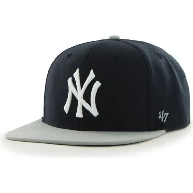 kasketter-flad-marinebla-snapback-fra-new-york-yankees-mlb-af-47-brand