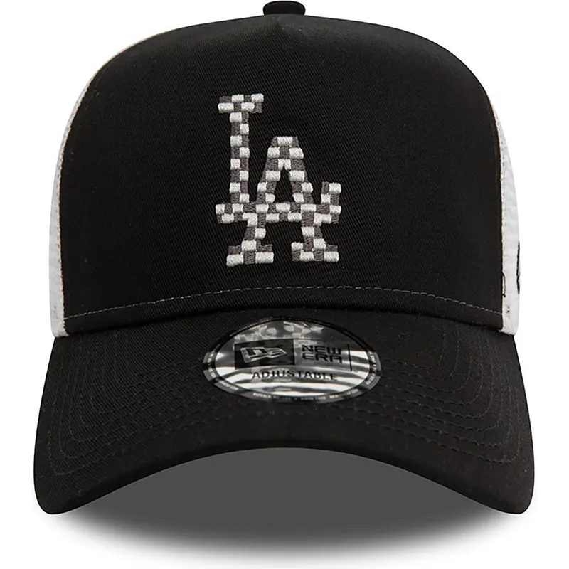 sort-og-hvid-a-frame-seasonal-infill-trucker-kasket-fra-los-angeles-dodgers-mlb-fra-new-era