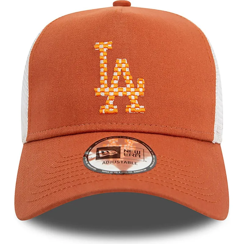 brun-og-hvid-trucker-kasket-a-frame-seasonal-infill-fra-los-angeles-dodgers-mlb-fra-new-era