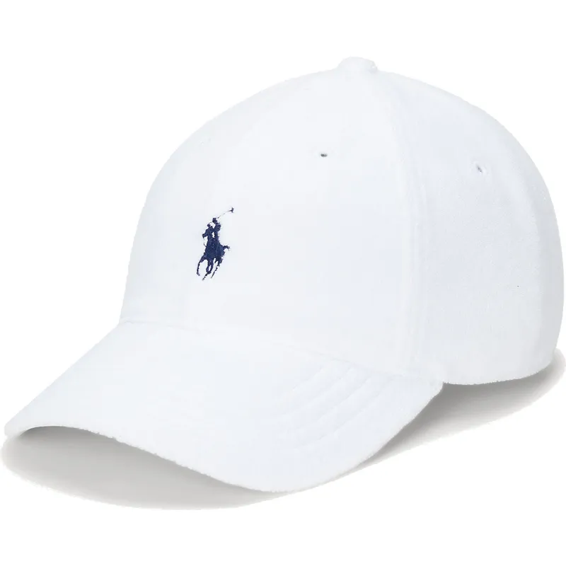 hvid-justerbar-buet-kasket-med-blat-cotton-terry-classic-sport-logo-fra-polo-ralph-lauren