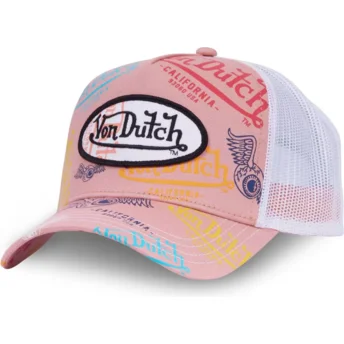 Rosa og hvid trucker-kasket LE POU fra Von Dutch