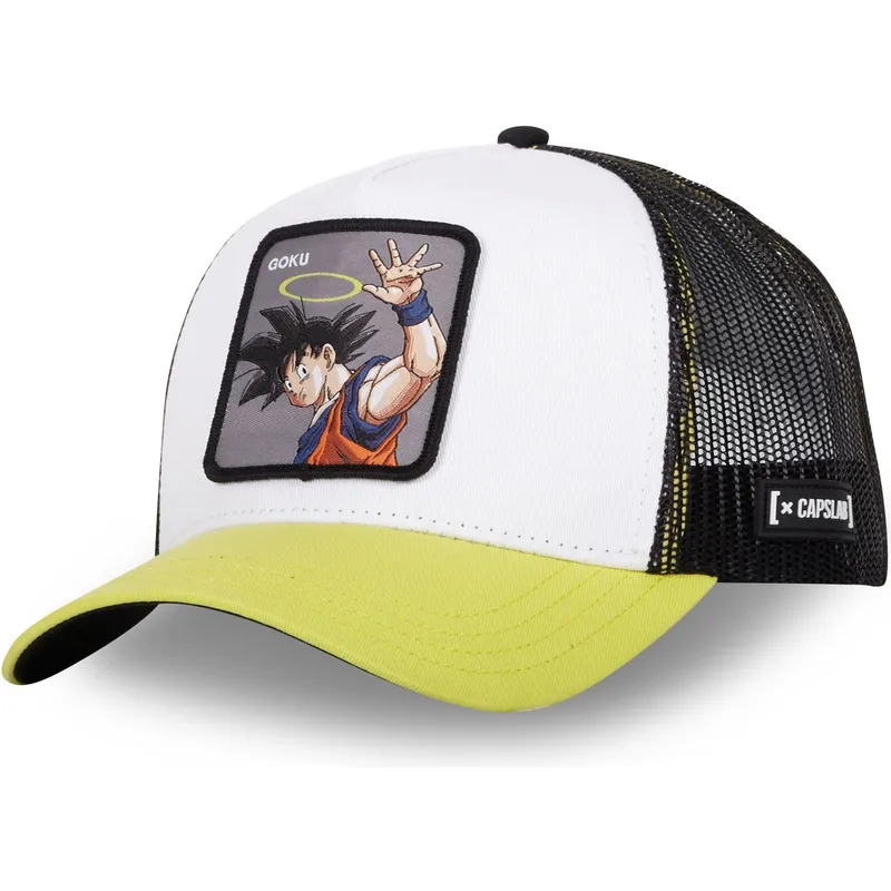 hvid-sort-og-gul-trucker-kasket-son-goku-ang-dragon-ball-fra-capslab