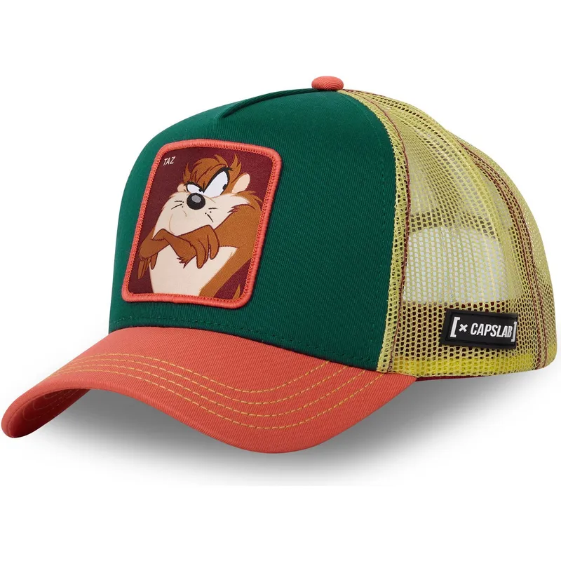 capslab-looney-tunes-taz2-tasmanienske-djaevel-gron-gul-og-orange-trucker-kasket
