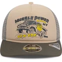 beige-og-gra-trucker-kasket-american-muscle-power-9fifty-retro-crown-a-frame-fra-new-era