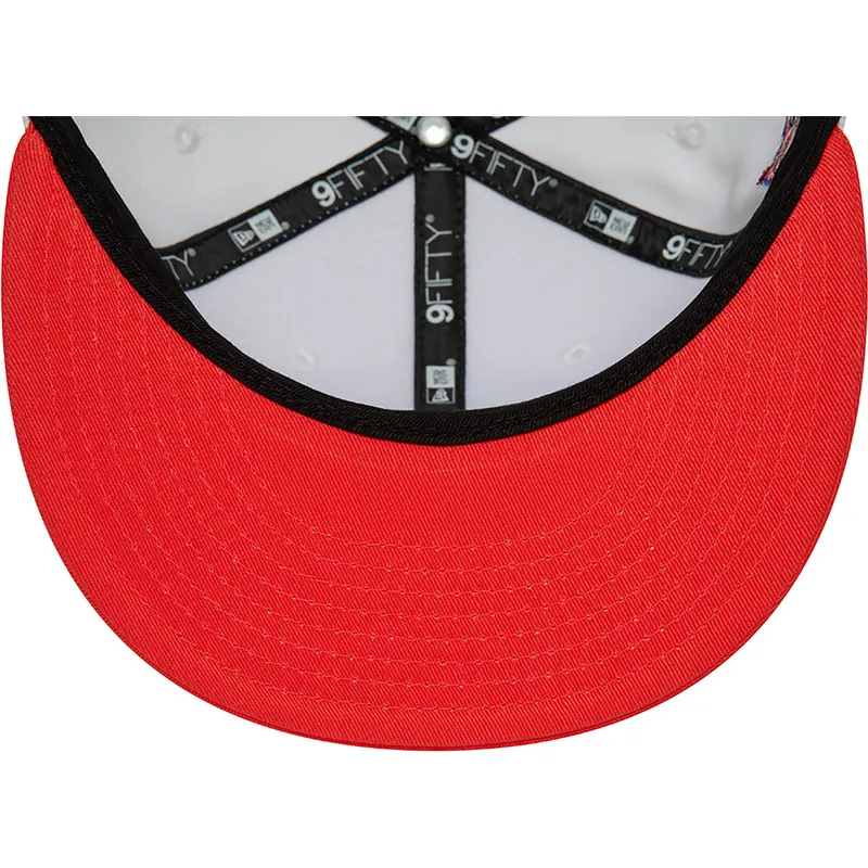 hvid-og-rod-flat-cap-snapback-9fifty-floral-fra-los-angeles-dodgers-mlb-fra-new-era