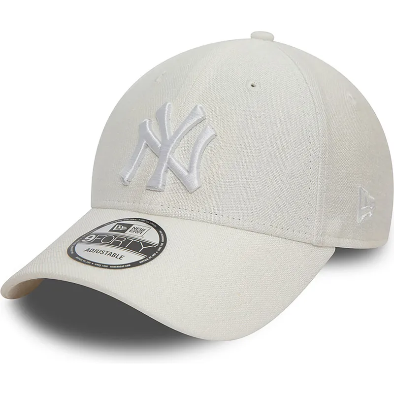 kasketter-buet-hvid-justerbar-rem-9forty-linen-fra-new-york-yankees-mlb-af-new-era