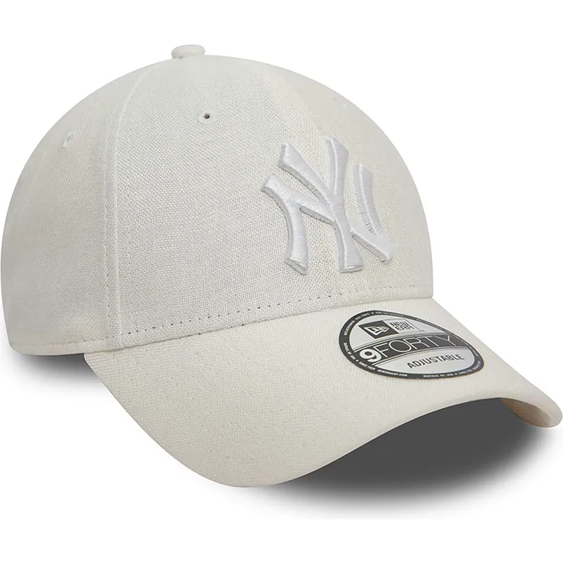 kasketter-buet-hvid-justerbar-rem-9forty-linen-fra-new-york-yankees-mlb-af-new-era
