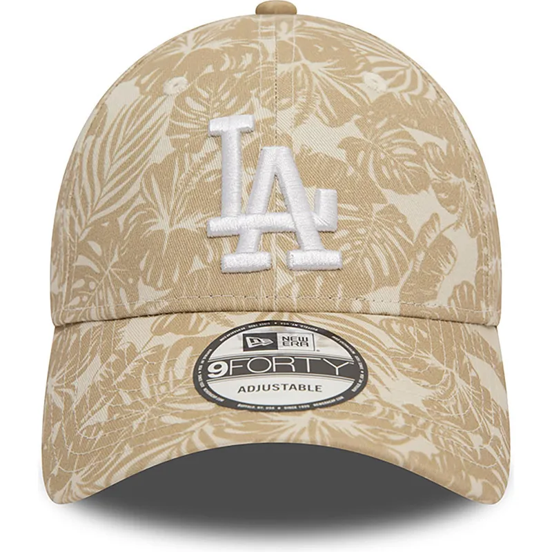 brun-justerbar-kurvet-kasket-9forty-summer-all-over-print-fra-los-angeles-dodgers-mlb-fra-new-era