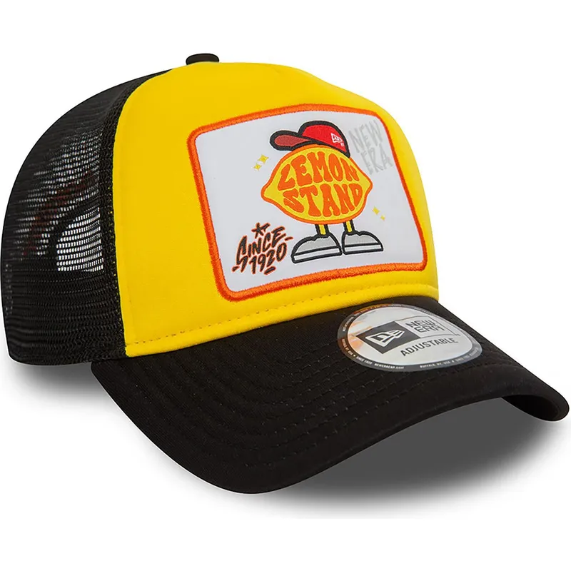 gul-og-sort-trucker-cap-lemon-stand-life-gave-me-lemons-a-frame-patch-fra-new-era