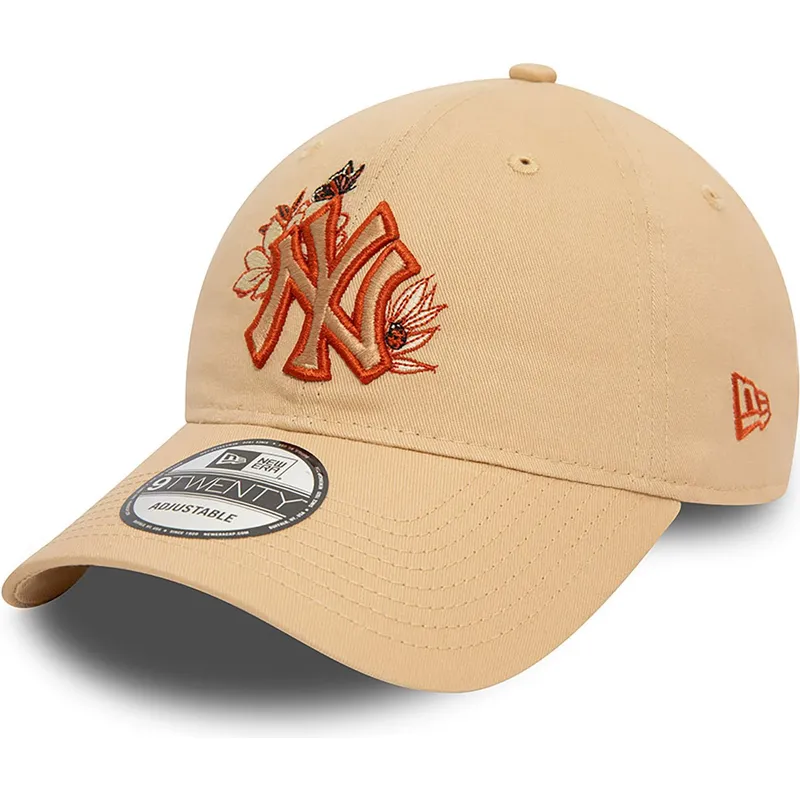 kasketter-buet-brun-justerbar-rem-9twenty-floral-fra-new-york-yankees-mlb-af-new-era kasketter-buet-brun-justerbar-rem-9twenty-floral-fra-new-york-yankees-mlb-af-new-era