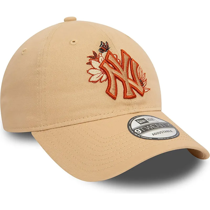 brun-justerbar-9twenty-floral-new-york-yankees-mlb-kasket-fra-new-era