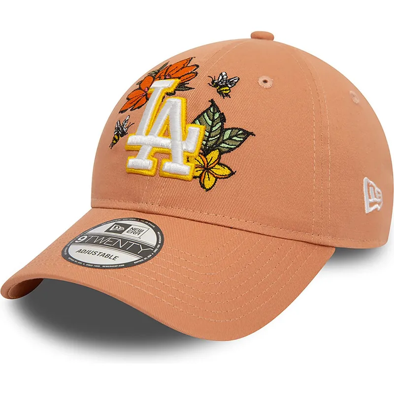 kasketter-buet-brun-justerbar-rem-9twenty-floral-fra-los-angeles-dodgers-mlb-af-new-era