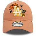 kasketter-buet-brun-justerbar-rem-9twenty-floral-fra-los-angeles-dodgers-mlb-af-new-era