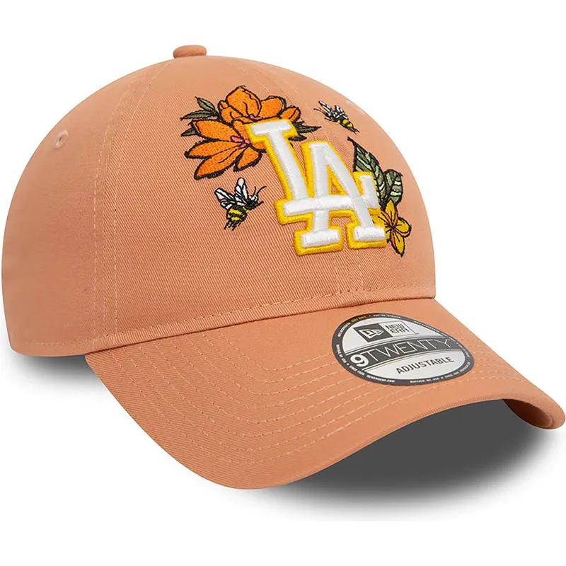 kasketter-buet-brun-justerbar-rem-9twenty-floral-fra-los-angeles-dodgers-mlb-af-new-era