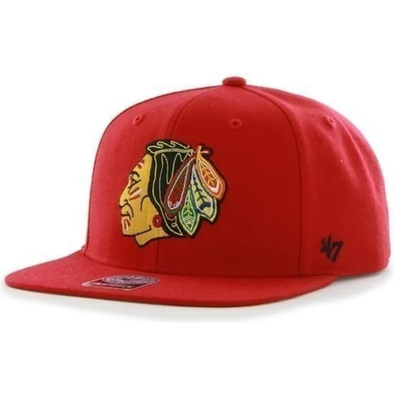 kasketter-flad-rod-snapback-fra-chicago-blackhawks-nhl-af-47-brand