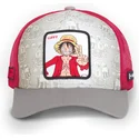 gra-og-rod-truckerkasket-til-dreng-monkey-d-luffy-kidluf1-one-piece-fra-capslab