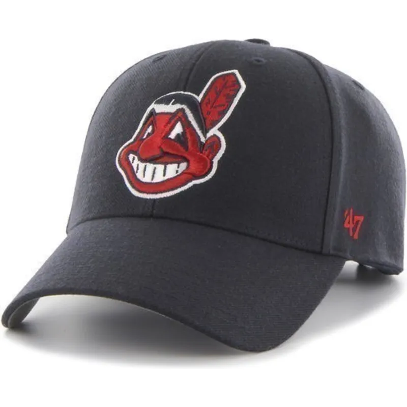 kasketter-buet-marinebla-justerbar-rem-fra-cleveland-indians-mlb-af-47-brand