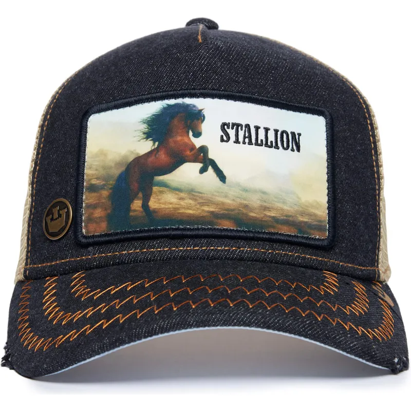 trucker-kasket-sort-og-beige-hest-stallion-model-no-5741110n-rodeo-the-farm-fra-goorin-bros