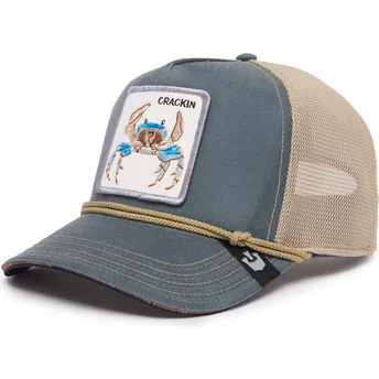 goorin-bros-the-farm-wuz-crackin-nautical-nonsense-gra-og-beige-trucker-kasket-med-krabbe