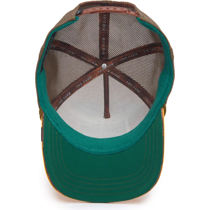 trucker-kasket-gul-og-brun-pelikan-captain-ol-man-bert-nautical-nonsense-the-farm-fra-goorin-bros