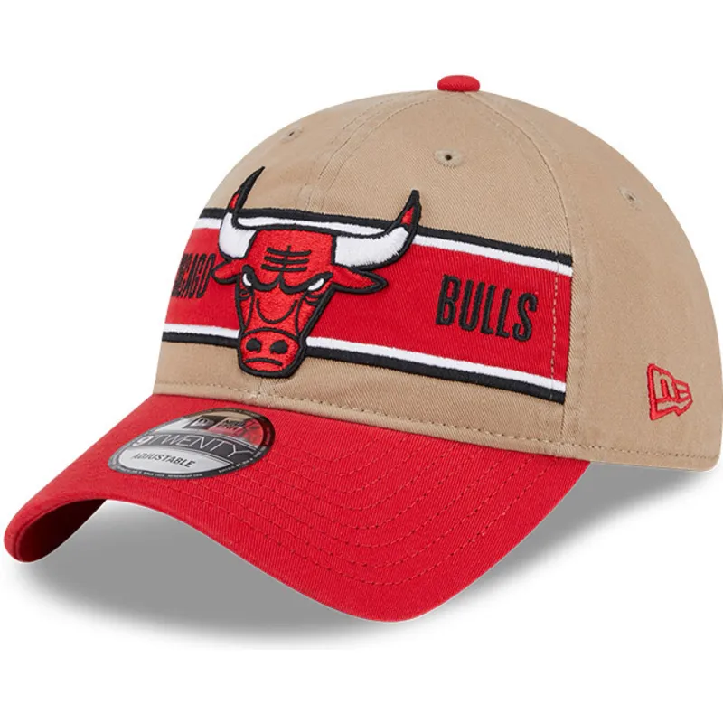brun-og-rod-justerbar-kurvet-kasket-9twenty-draft-2024-fra-chicago-bulls-nba-fra-new-era