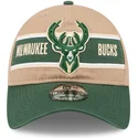 brun-og-gron-justerbar-kurvet-kasket-9twenty-draft-2024-fra-milwaukee-bucks-nba-fra-new-era